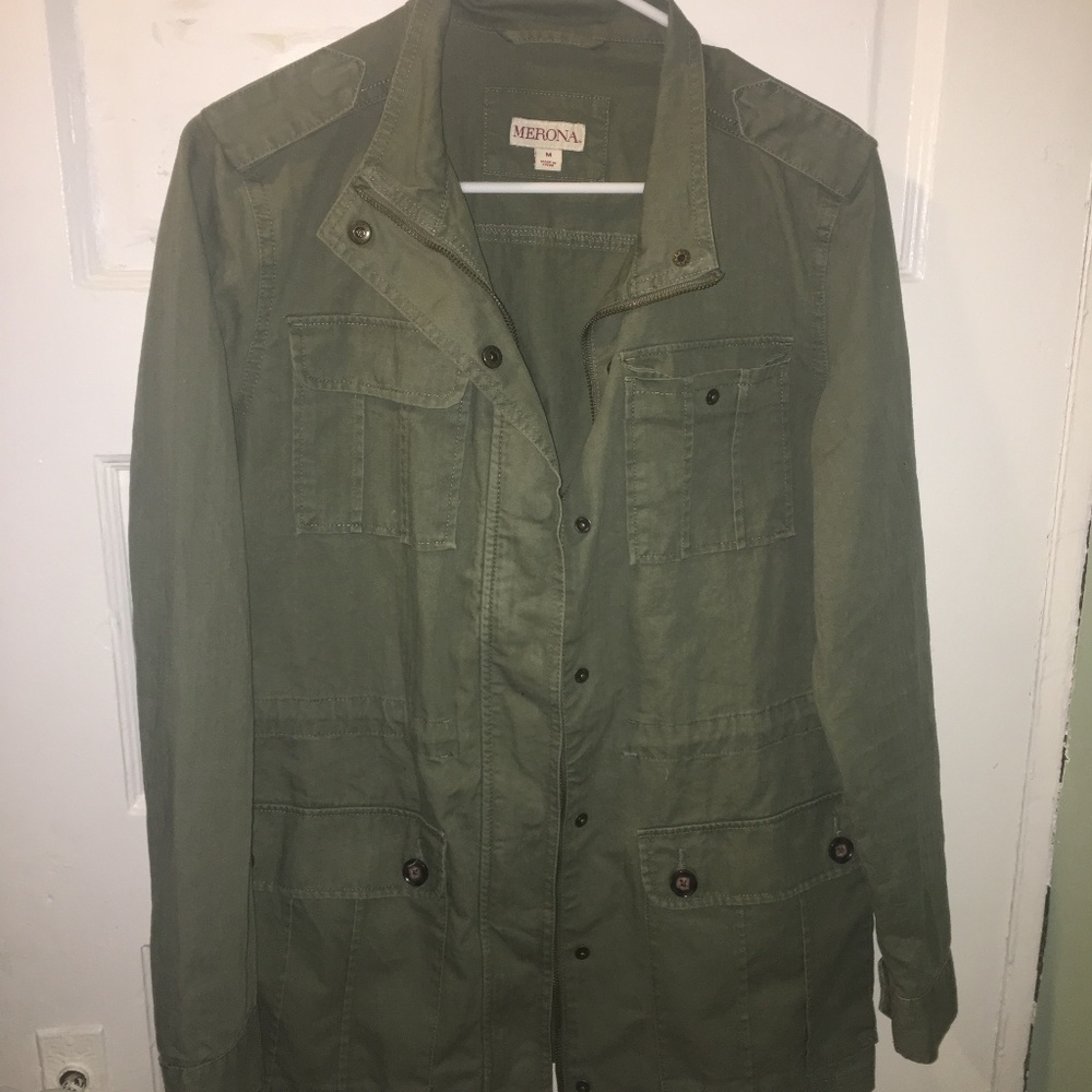 Green Trench Coat Style Jacket (M)